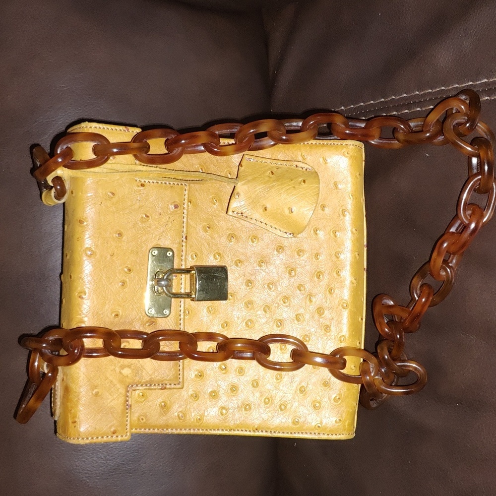 EUC Lexiapel Ostrich Sling Purse H8"xW8"D4"